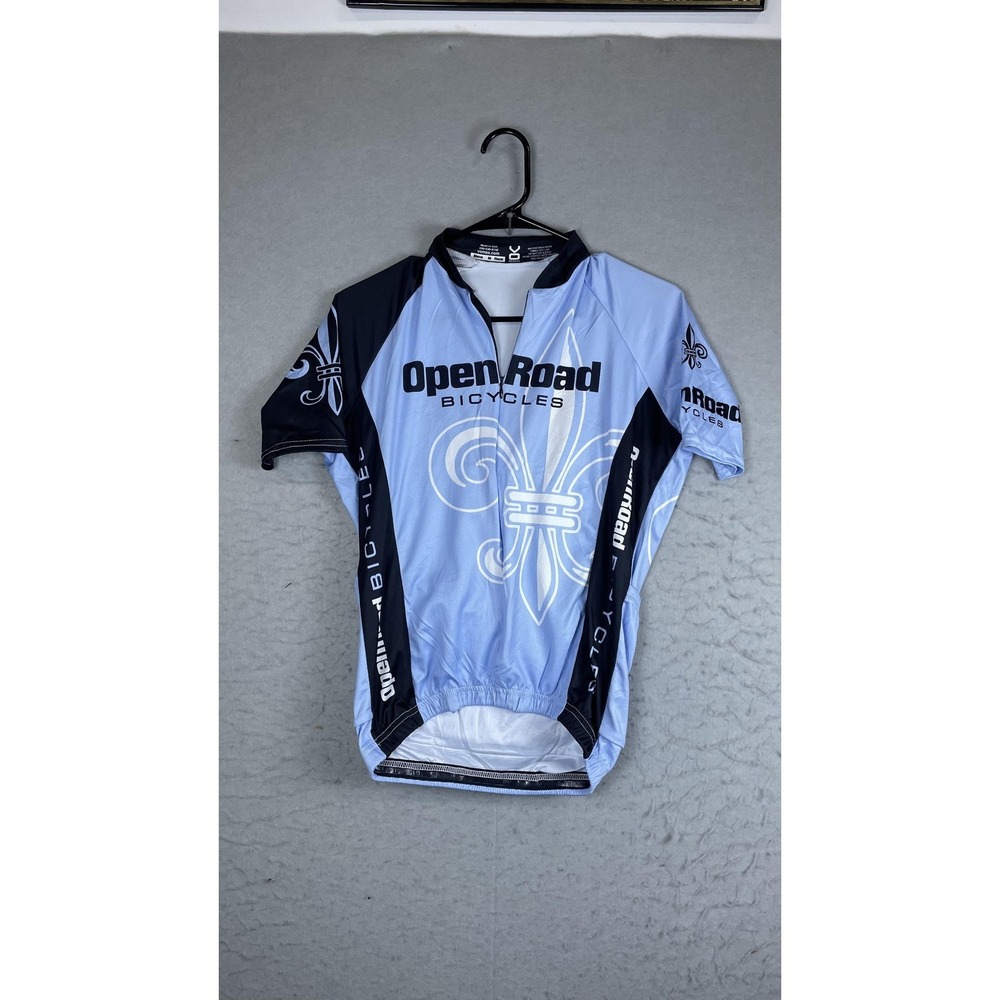 VOmax Open Road Bicycles Cycling Jersey Mens Medium Blue‎ 1/4 Zip Bike Shirt